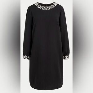 JCrew Jewel-embellished long-sleeve shift dress